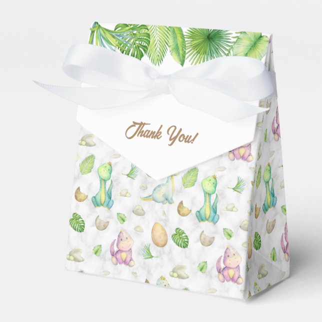 Little Dinosaur Baby Shower Favor Box (Front Side)