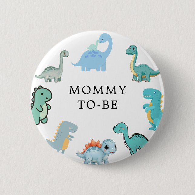 Little Dinosaur Cute Baby Shower 2 Inch Round Button (Front)