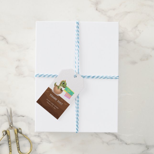 Little Dinosaur Hatching Soon Gift Tags (With Twine)