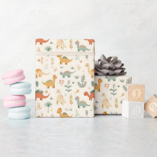 Little Dinosaurs Beige Neutral Tones Wrapping Paper
