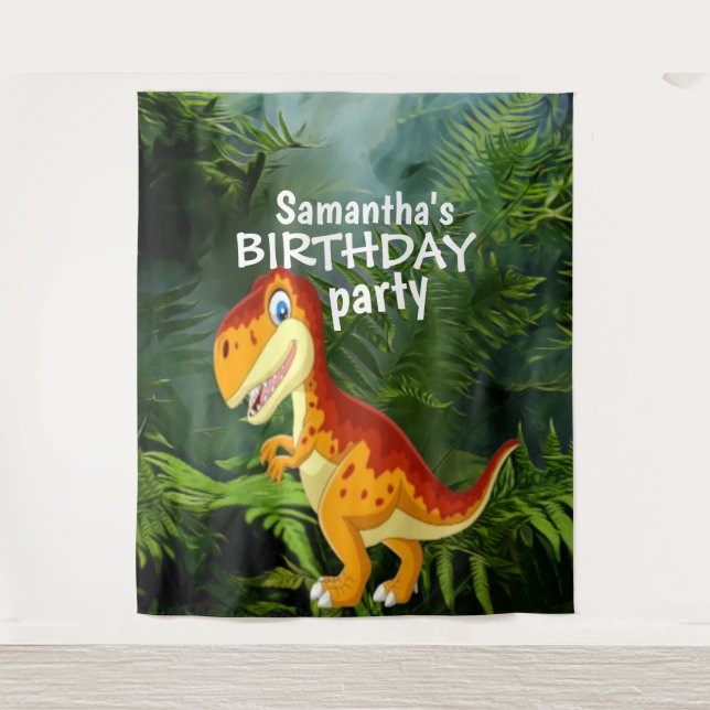  Little Dinosaur's Birthday Backdrop Tapestry (Front)