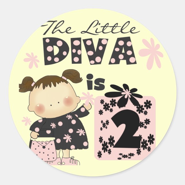 Little Diva 2nd Birthday Tshirts and Gifts Classic Round Sticker (Front)