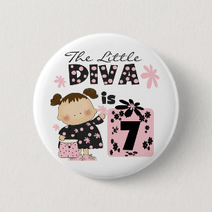 Little Diva 7th Birthday Tshirts and Gifts 2 Inch Round Button