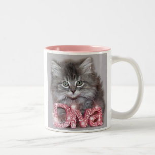 Little Diva Kitty - "Hold your tail high..."  Two-Tone Coffee Mug
