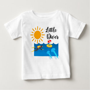 Little Diver with Jelly Fish - Baby Fine Jersey T- Baby T-Shirt