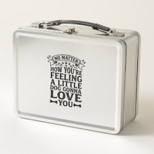 Little Dog Love You Vintage Typography Design_1 Metal Lunch Box