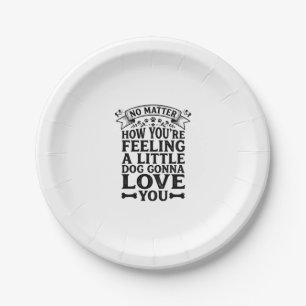 Little Dog Love You Vintage Typography Design_1 Paper Plate
