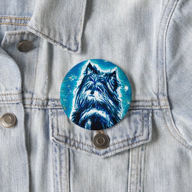 Little Doggy in blue 3 Inch Round Button (In Situ)