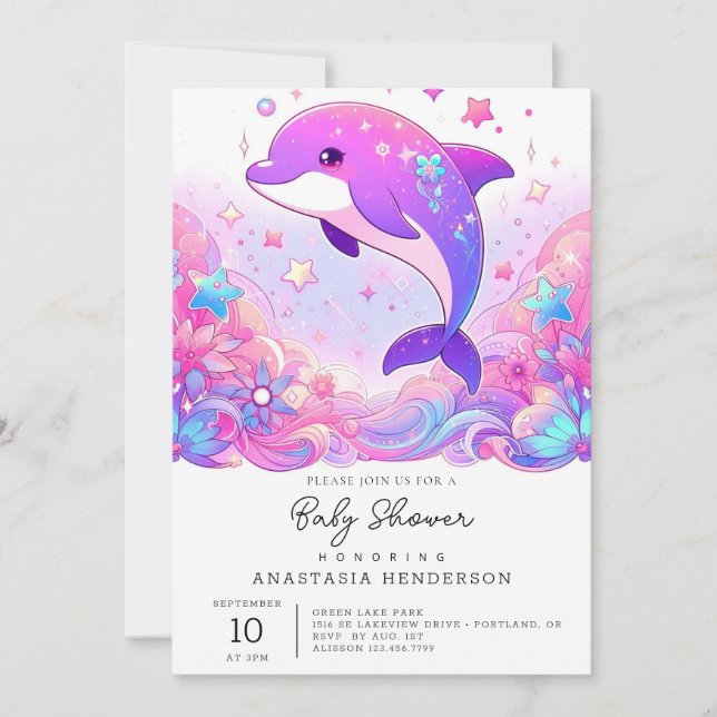 Little Dolphin Baby Shower Invitation (Front)
