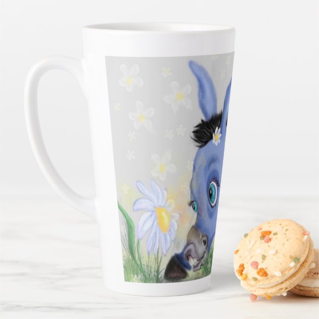 Little Donkey and Daisy - Add Your Name / Text Latte Mug (In Situ)