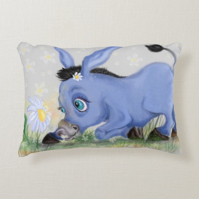 Little Donkey and Daisy - Cute Accent Pillow (Front)