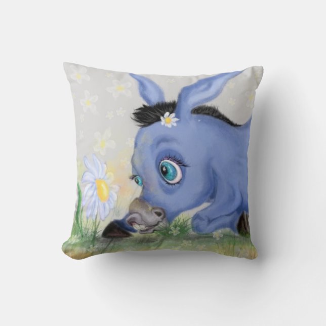 Little Donkey and Daisy Funny Pillow (Front)