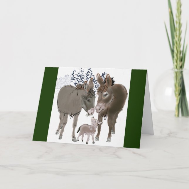 Little Donkey at Christmas Holiday Card (Front)