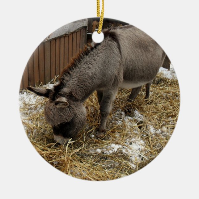 Little Donkey Christmas Ceramic Ornament (Front)