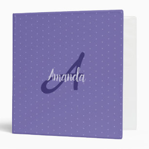 Little Dots and Monogram with Name Periwinkle Binder