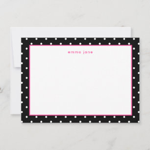 Little Dots Hot Pink and Black Personalized Card