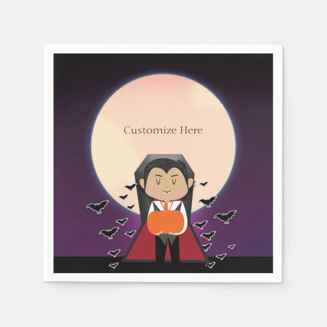 Little Dracula Vampire Halloween Birthday Party Napkin (Front)