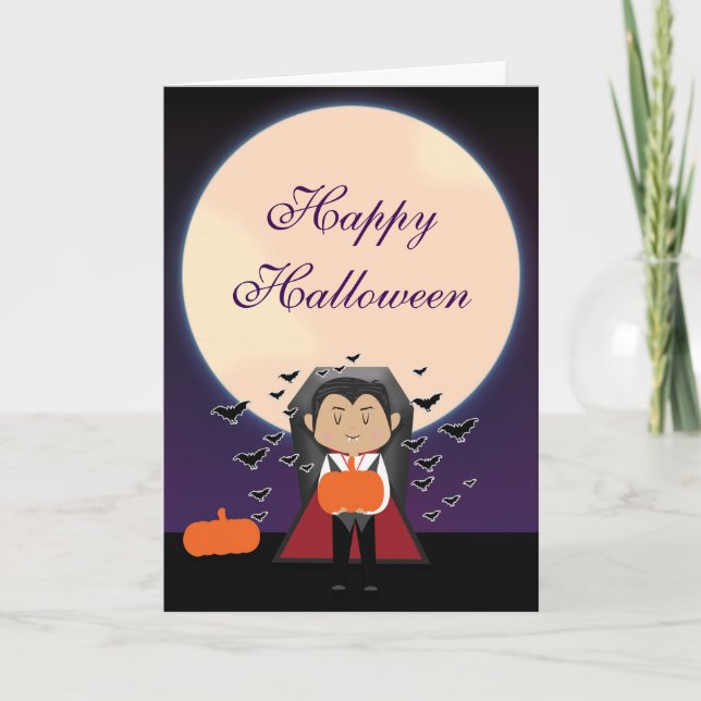 Little Dracula Vampire Kids Halloween Fold Card (Front)