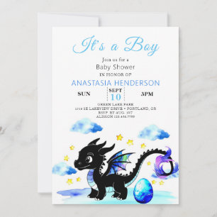 Little Dragon Egg Boy Baby Shower Invitation