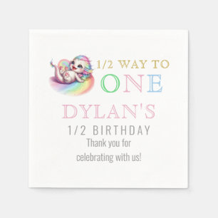 Little Dragon Halfway to One Pink 6 Month Birthday Napkin