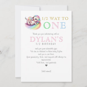 Little Dragon Halfway to One Pink 6 Month Birthday Thank You Card