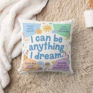 Little Dreamer Encouragement for Growing Minds Throw Pillow