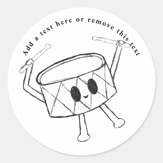 Little Drummer Boy Drum Sketch Classic Round Sticker (Front)