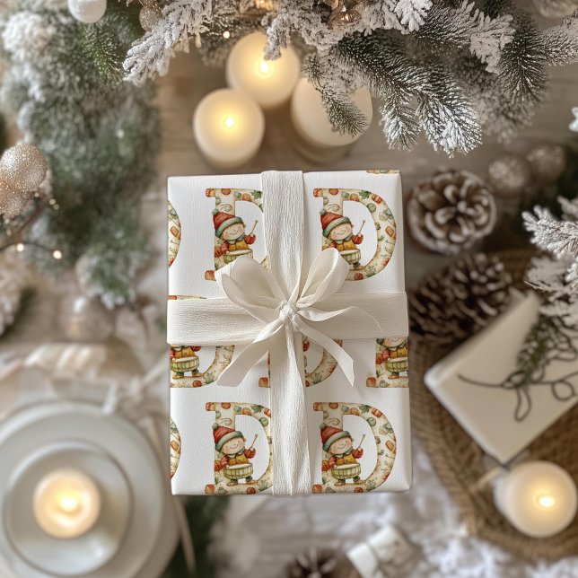 Little Drummer Boy Letter D Christmas  Wrapping Paper (Creator Uploaded)