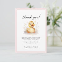 Little Duck Baby Shower Pink Thank You Card