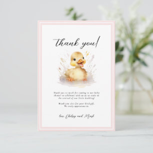Little Duck Baby Shower Pink Thank You Card