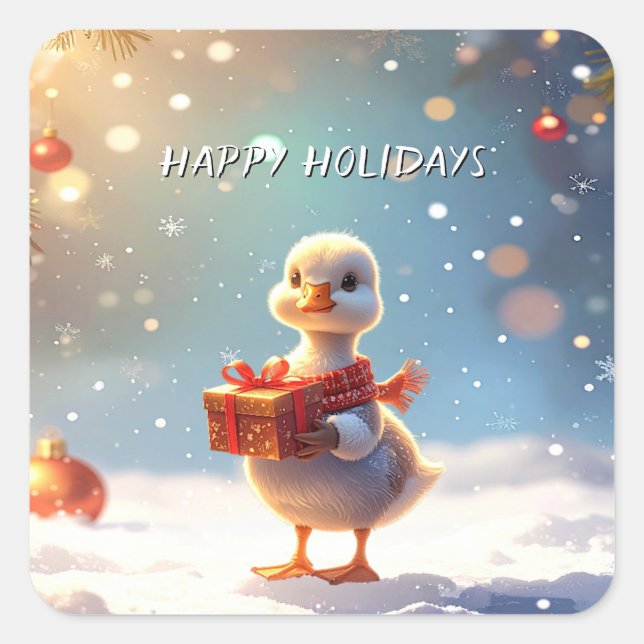 Little Duck Christmas Holiday Sticker (Devant)
