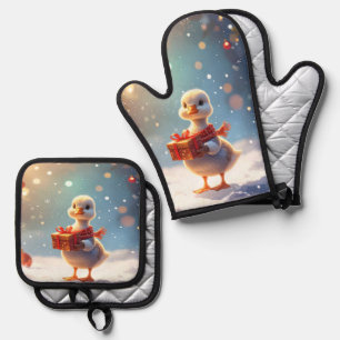 Little Duck Christmas Oven Mitt & Pot Holder Set