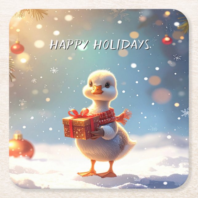 Little Duck Holiday Paper Coaster (Front)