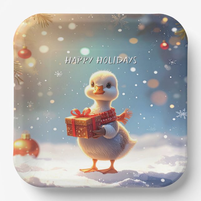 Little Duck Holiday Paper Plate (Front)