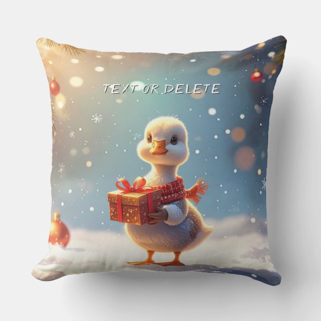 Little Duck Holiday Throw Pillow (Front)
