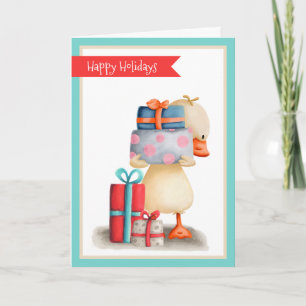 Little duck with Presents Personalized Holiday Card