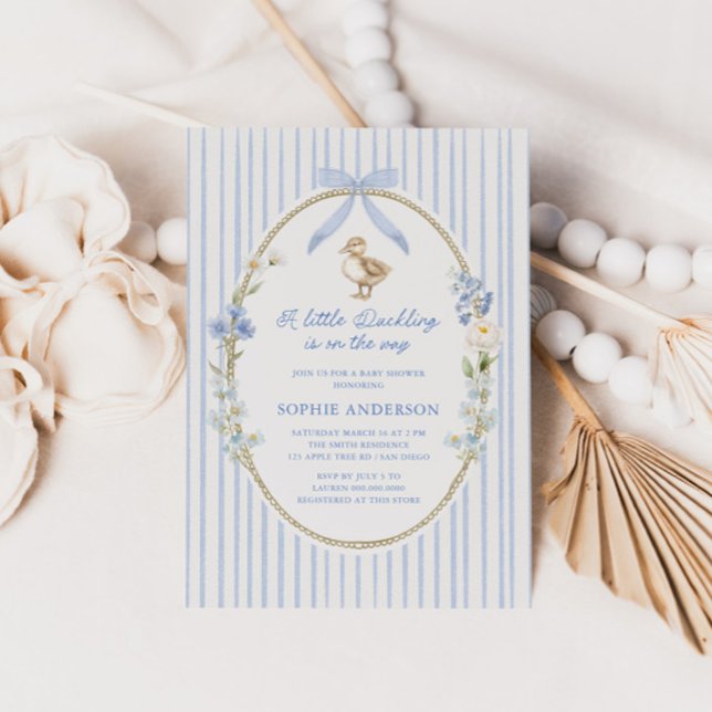 Little Duckling Cottage Blue Baby Shower Invitation (Creator Uploaded)
