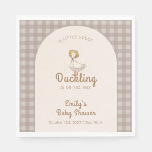 Little Duckling Farmhouse Gingham Baby Shower  Napkin