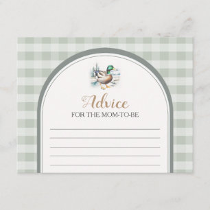 Little Duckling Gingham Baby Shower Advice For Mom Enclosure Card