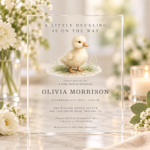 Little Duckling on the Way Baby Shower Acrylic Invitations