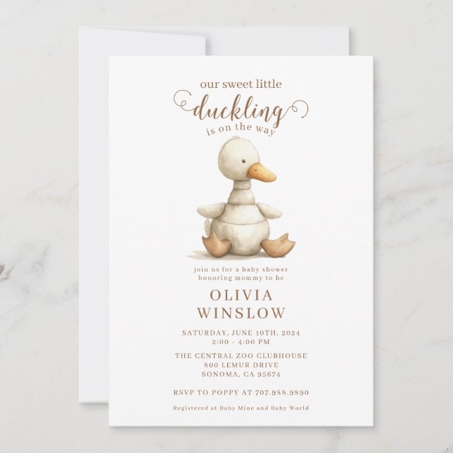 Little Duckling Watercolor Baby Shower Invitation (Front)