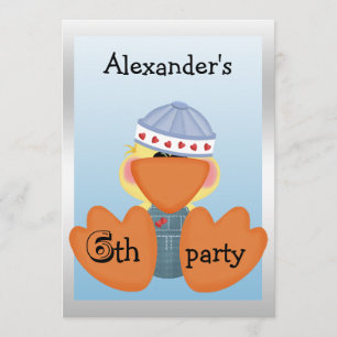 Little Ducks, Love Hearts & Boats 6th Birthday Invitation