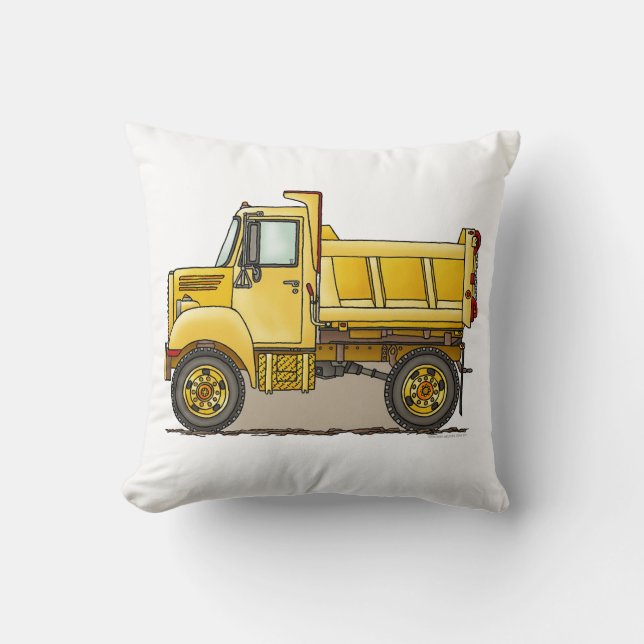 Little Dump Truck Throw Pillow (Front)