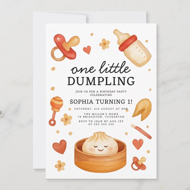 Little Dumpling 1st Birthday Invitation (Front)
