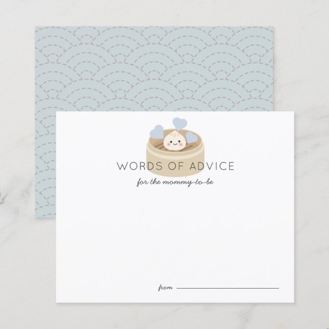Little Dumpling Baby Shower Blue Advice Card (Front/Back)