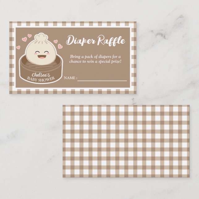 Little Dumpling Baby Shower Diaper Raffle Ticket Enclosure Card (Front/Back)