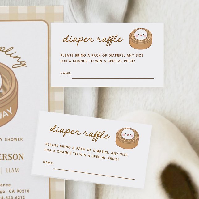Little Dumpling Baby Shower Diaper Raffle Tickets Enclosure Card (Creator Uploaded)