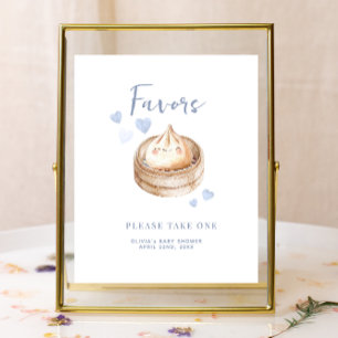 Little Dumpling Blue Baby Shower Favour Sign   Wat