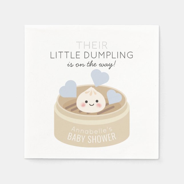 Little Dumpling Blue Baby Shower Napkins (Front)