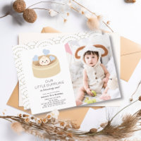 Little Dumpling Blue Boy 1st Birthday Photo